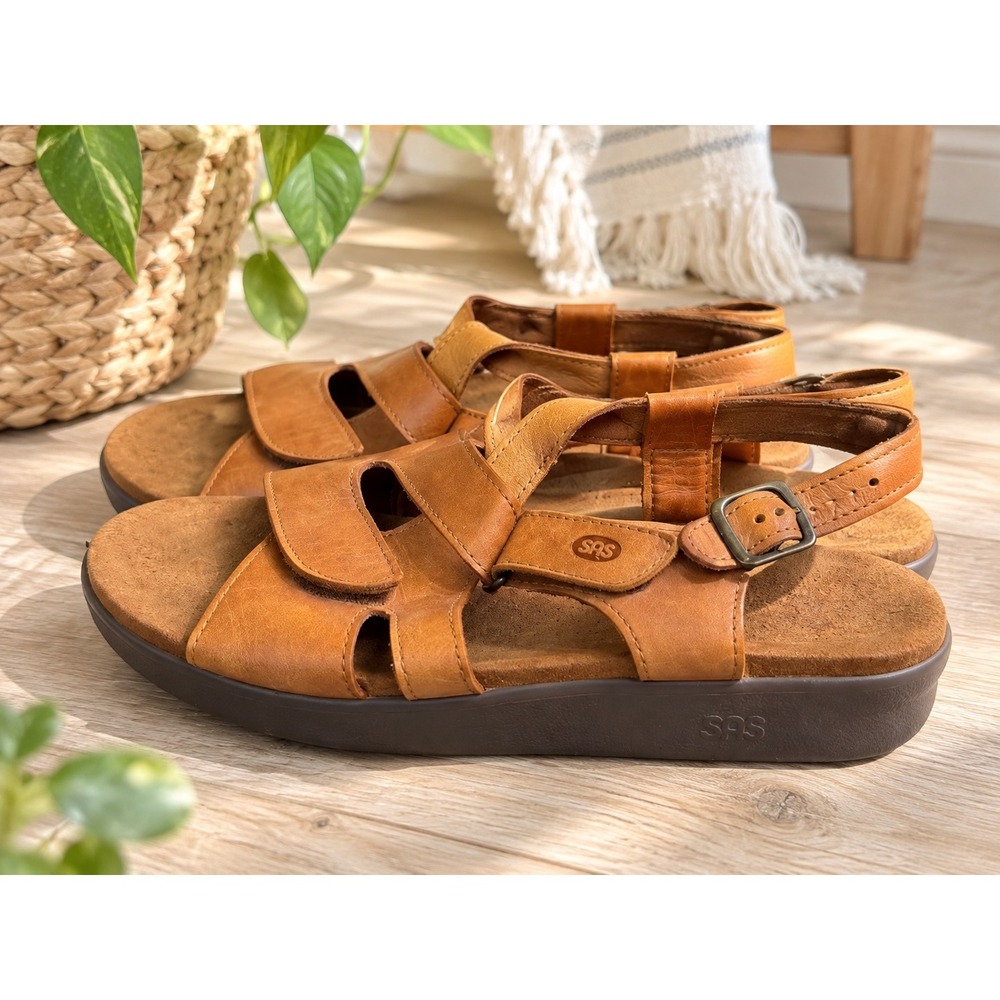 VTG! SAS Huggy All Day Leather Tripad Comfort Sandals Womens Size 11W USA Made